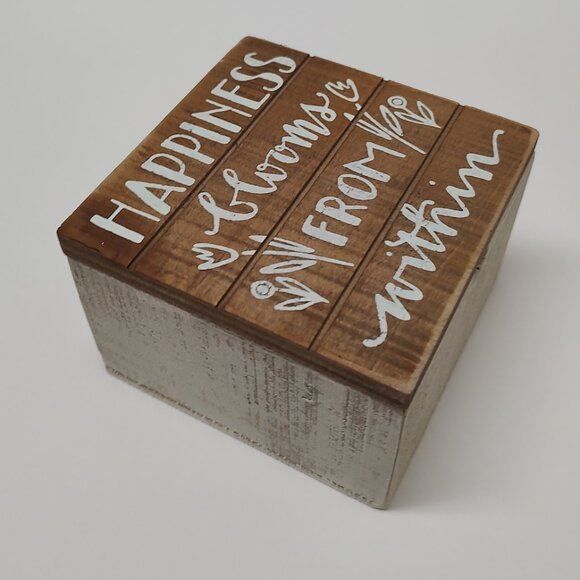Happiness Blooms from Within Wooden Trinket Box - Picture 5 of 5